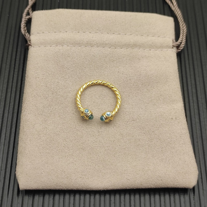 David Yurman 2.3mm Gold Renaissance Blue Diamond Pavé Ring