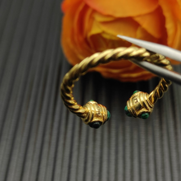 David Yurman 2.3mm Gold Renaissance Peacock Green Pavé Diamond Ring