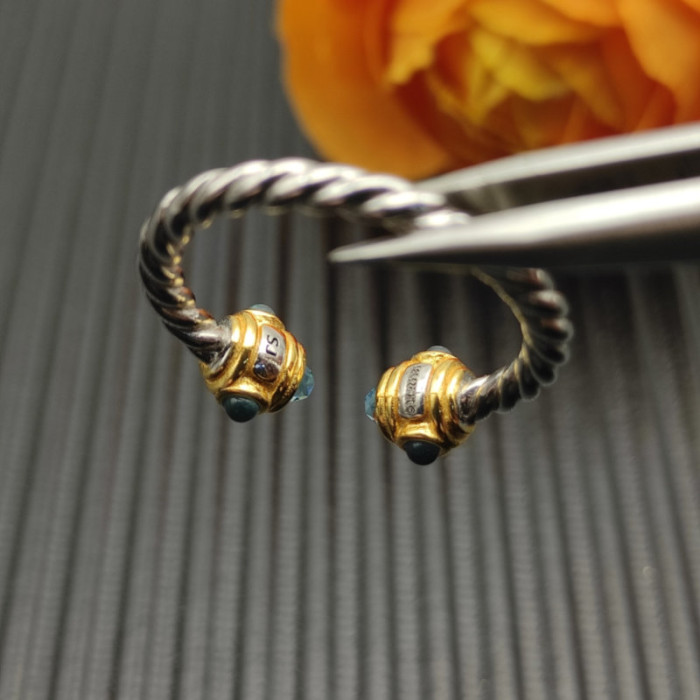 David Yurman 2.3mm Gold and Silver Renaissance Blue Diamond Pavé Ring
