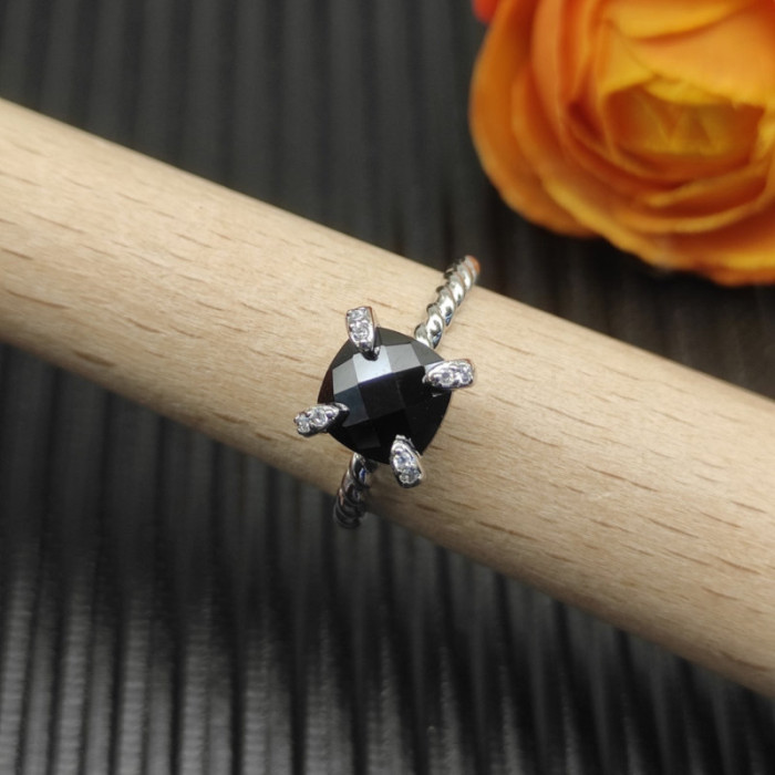 David Yurman 8mm Four-Prong Black Diamond Ring