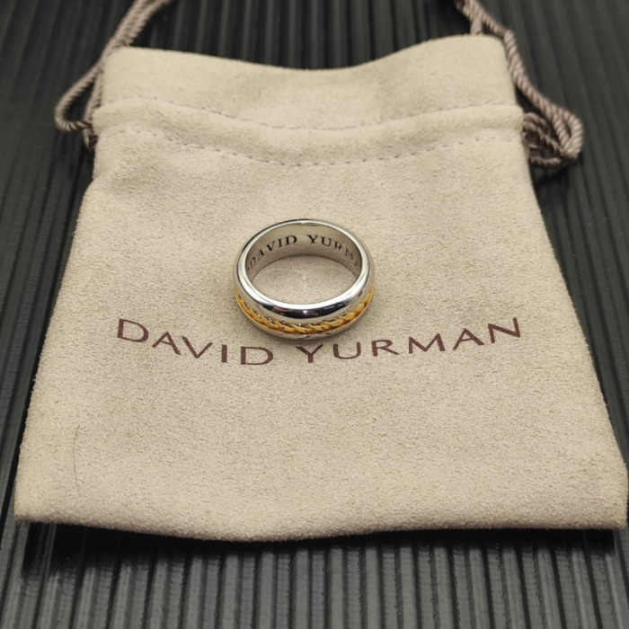 David Yurman Gold and Silver Cable Plain Ring