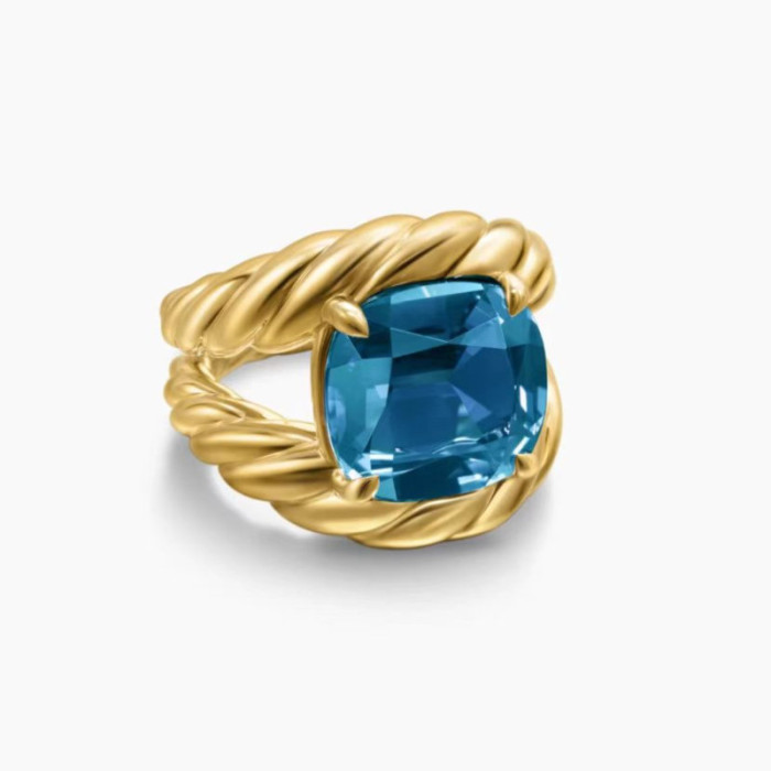 David Yurman 20mm Marbella Blue Diamond Ring