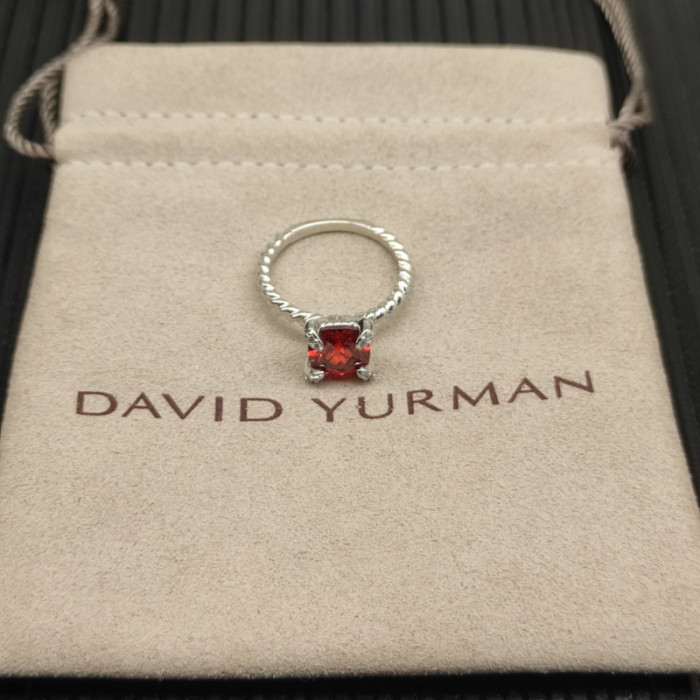 David Yurman 8mm Four-Prong Red Diamond Ring