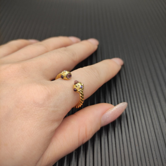 David Yurman 2.3mm Gold Renaissance Pavé Purple Diamond Ring