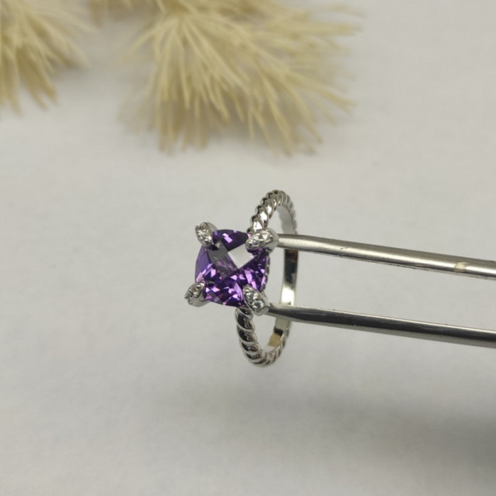 David Yurman 8mm Four-Prong Purple Diamond Ring