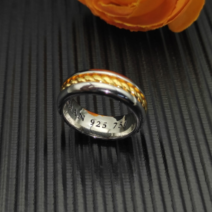 David Yurman Gold and Silver Cable Plain Ring