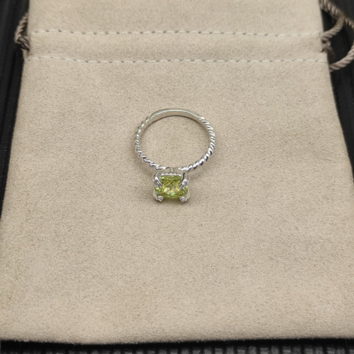 David Yurman 8mm Four-Prong Green Diamond Ring