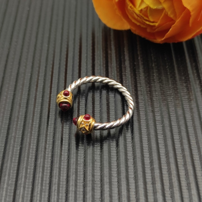 David Yurman 2.3mm Gold and Silver Renaissance Carnelian Pavé Diamond Ring