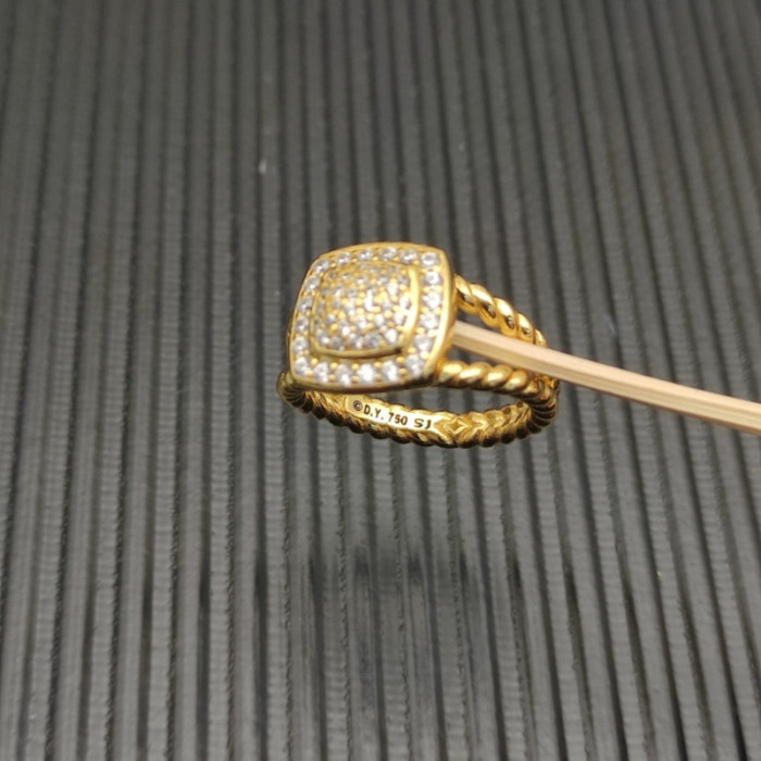 David Yurman Gold Pavé Square Diamond Ring