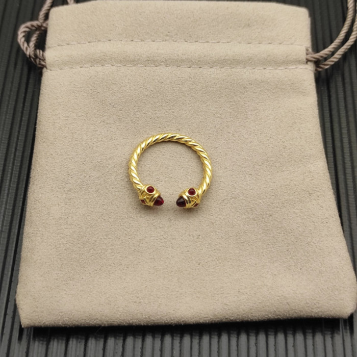 David Yurman 2.3mm Gold Renaissance Carnelian Pavé Diamond Ring