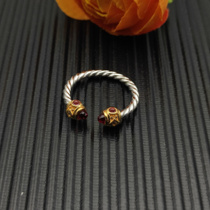David Yurman 2.3mm Gold and Silver Renaissance Red Diamond Pavé Ring