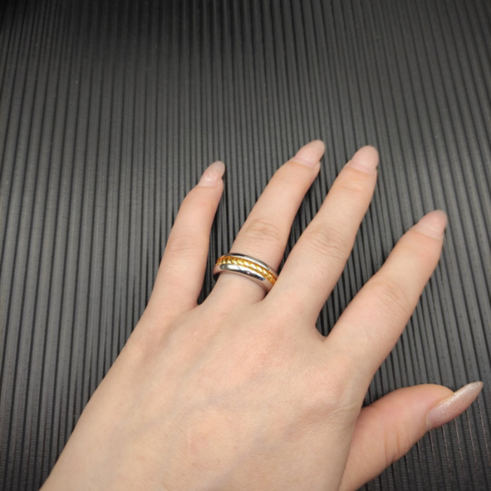 David Yurman Gold and Silver Cable Plain Ring