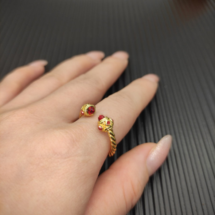 David Yurman 2.3mm Gold Renaissance Red Diamond Pavé Ring