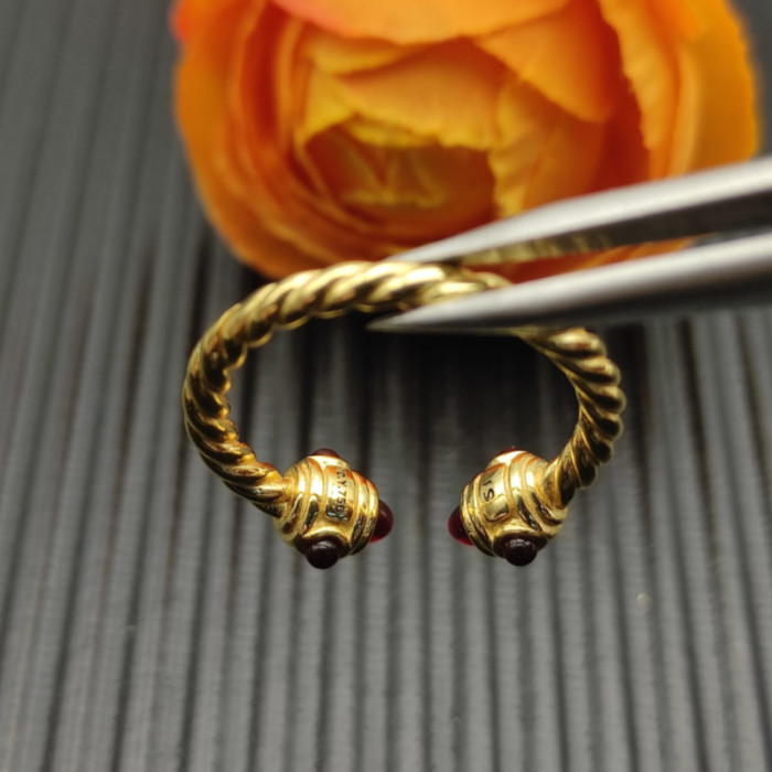 David Yurman 2.3mm Gold Renaissance Carnelian Pavé Diamond Ring