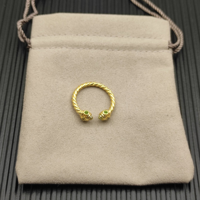 David Yurman 2.3mm Gold Renaissance Green Diamond Pavé Ring