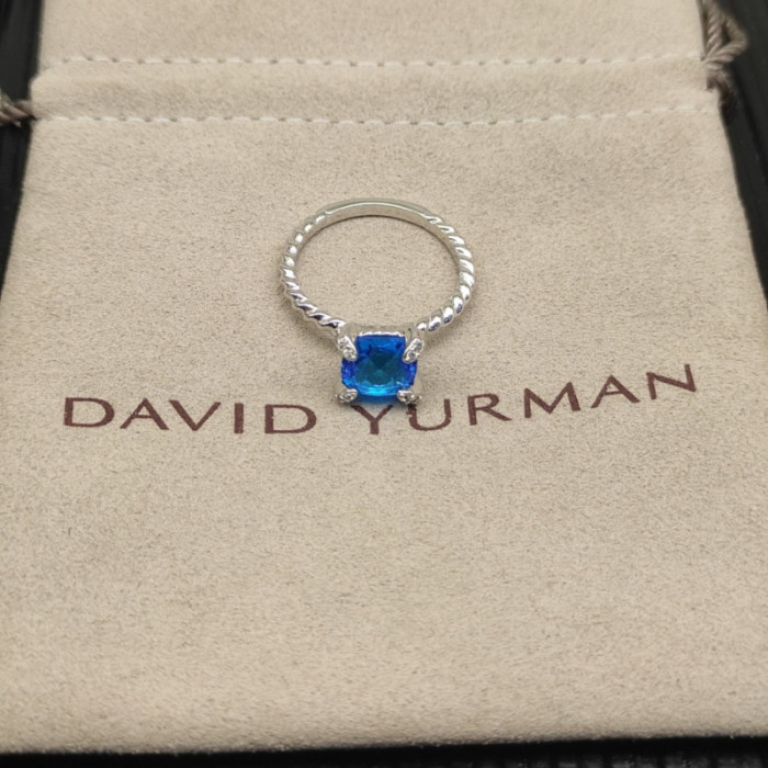 David Yurman 8mm Four-Prong Blue Diamond Ring