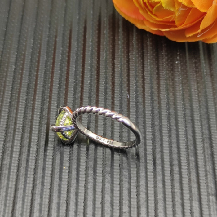 David Yurman 8mm Four-Prong Green Diamond Ring