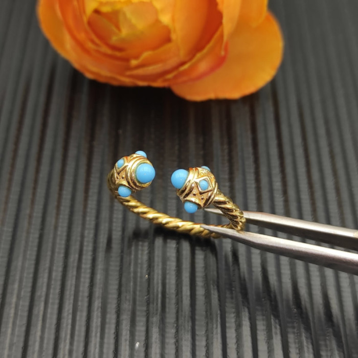 David Yurman 2.3mm Gold Renaissance Turquoise Pavé Diamond Ring