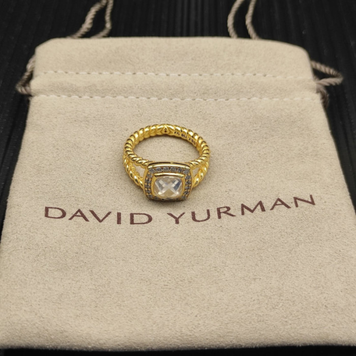 David Yurman Gold Square White Diamond Ring