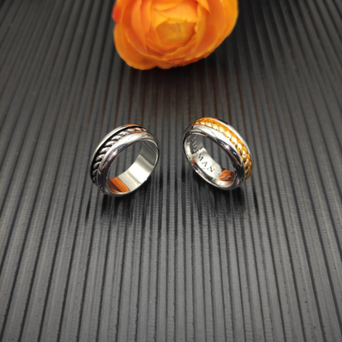 David Yurman Gold and Silver Cable Plain Ring