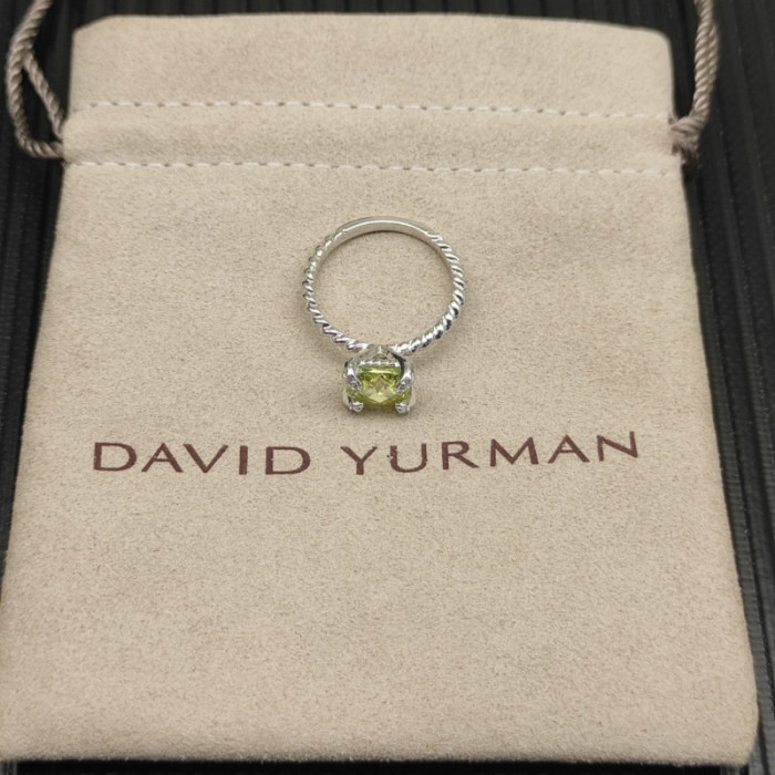 David Yurman 8mm Four-Prong Green Diamond Ring