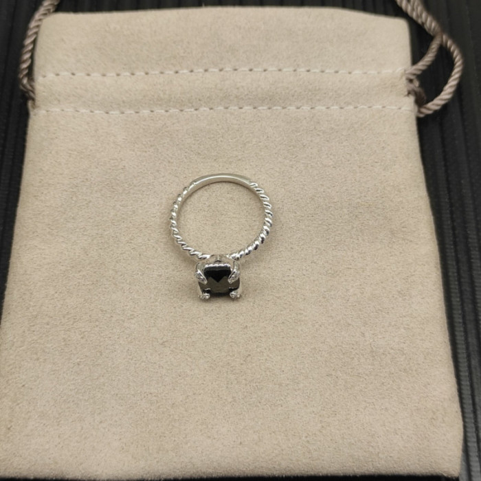 David Yurman 8mm Four-Prong Black Diamond Ring