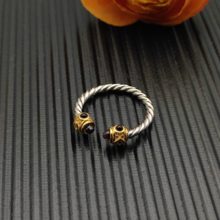David Yurman 2.3mm Gold and Silver Renaissance Purple Diamond Pavé Ring
