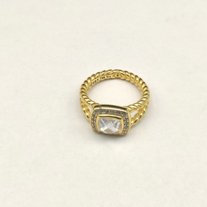 David Yurman Gold Square White Diamond Ring