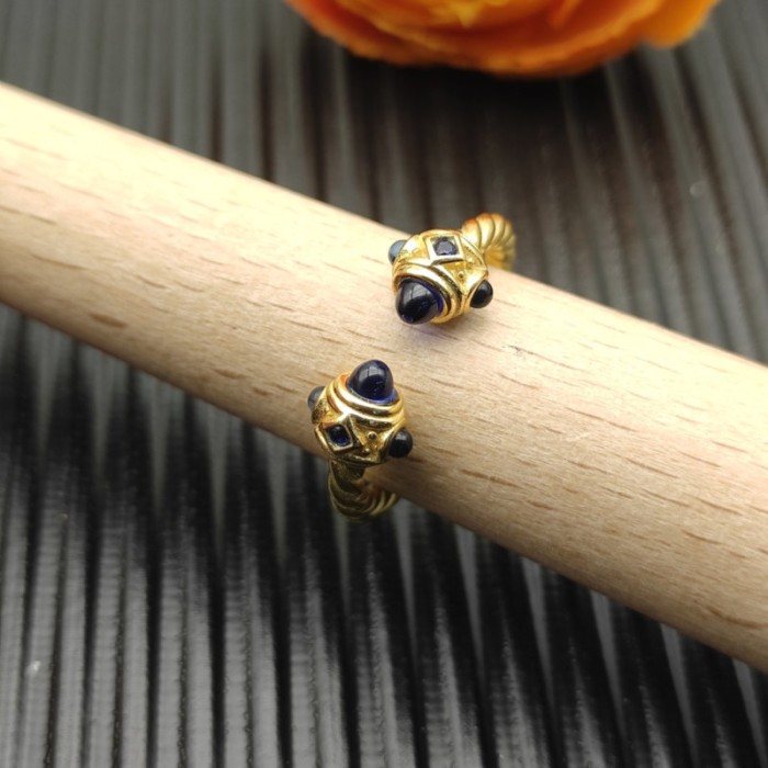 David Yurman 2.3mm Gold Renaissance Blue Chalcedony Pavé Diamond Ring