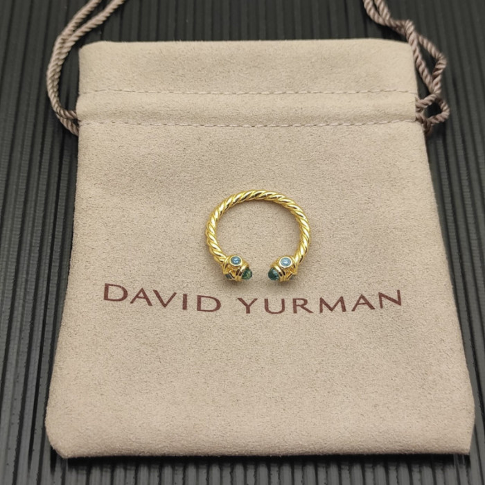 David Yurman 2.3mm Gold Renaissance Blue Diamond Pavé Ring