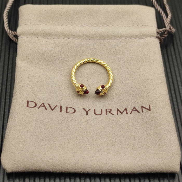 David Yurman 2.3mm Gold Renaissance Carnelian Pavé Diamond Ring