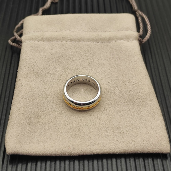 David Yurman Gold and Silver Cable Plain Ring
