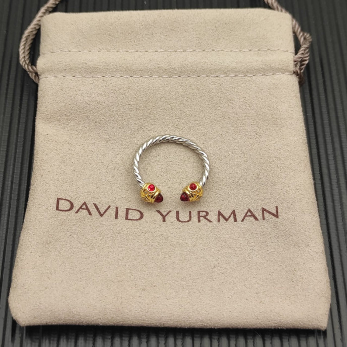 David Yurman 2.3mm Gold and Silver Renaissance Carnelian Pavé Diamond Ring