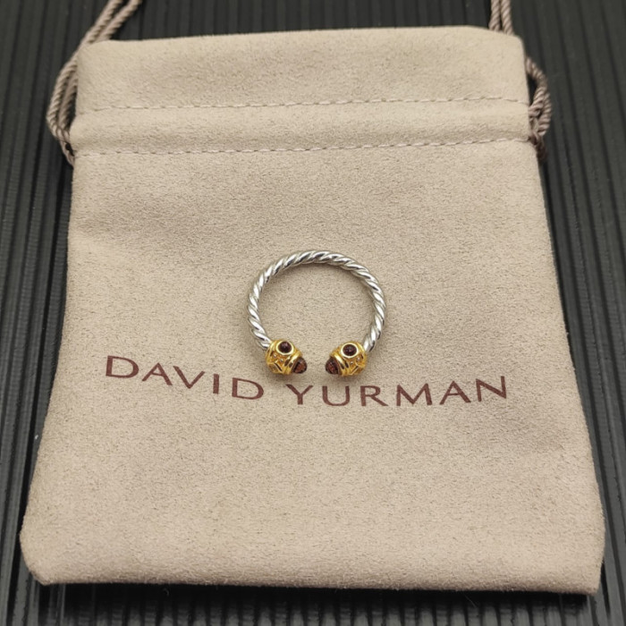 David Yurman 2.3mm Gold and Silver Renaissance Purple Diamond Pavé Ring