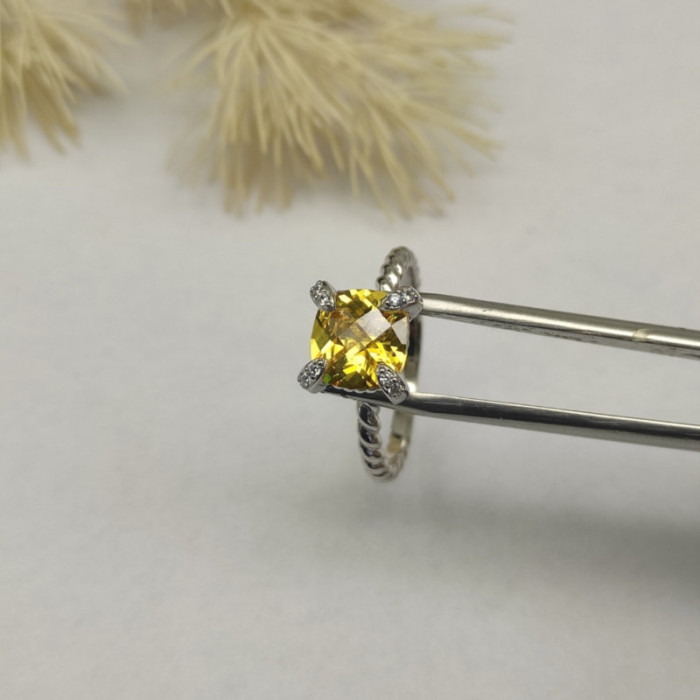David Yurman 8mm Four-Prong Yellow Diamond Ring