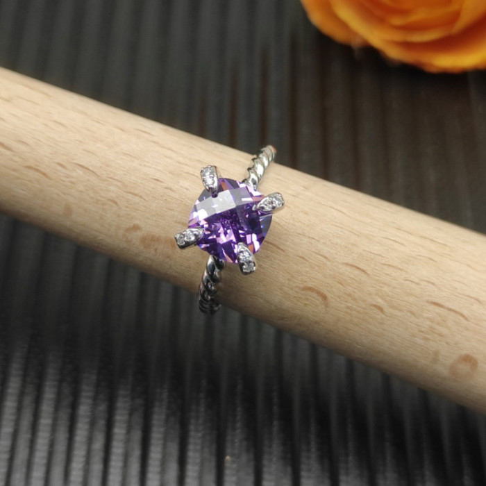 David Yurman 8mm Four-Prong Purple Diamond Ring
