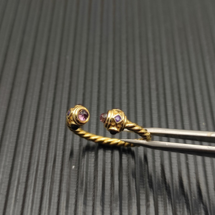 David Yurman 2.3mm Gold Renaissance Pavé Purple Diamond Ring