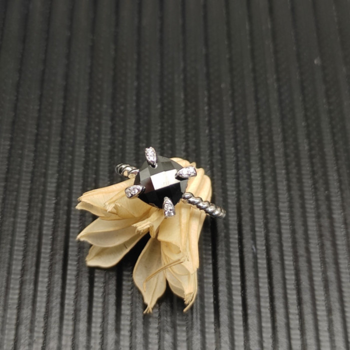 David Yurman 8mm Four-Prong Black Diamond Ring