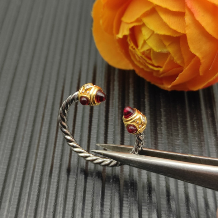 David Yurman 2.3mm Gold and Silver Renaissance Carnelian Pavé Diamond Ring