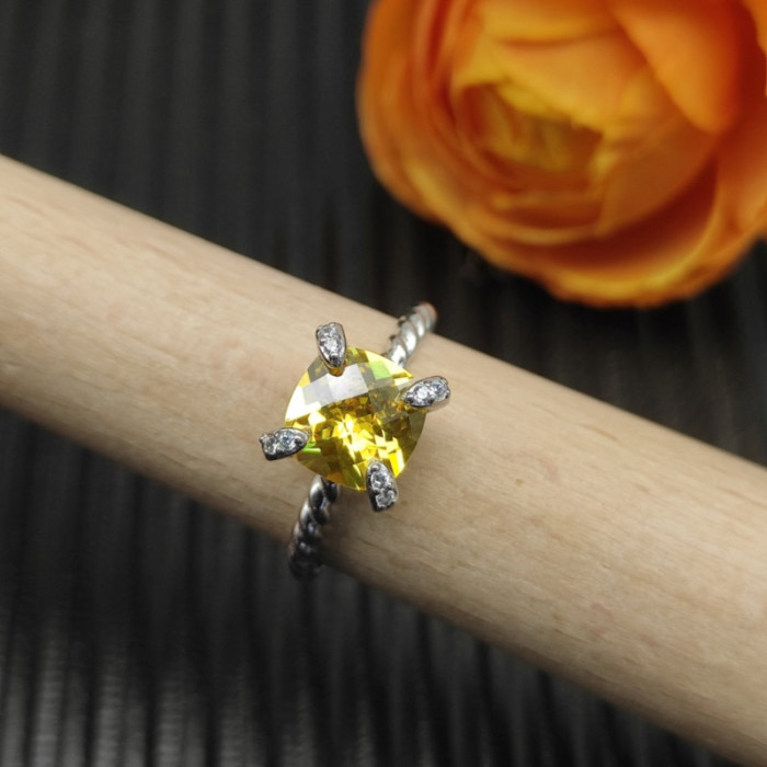 David Yurman 8mm Four-Prong Yellow Diamond Ring