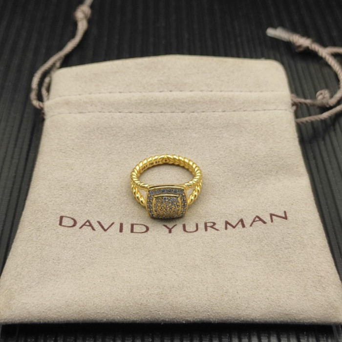 David Yurman Gold Pavé Square Diamond Ring