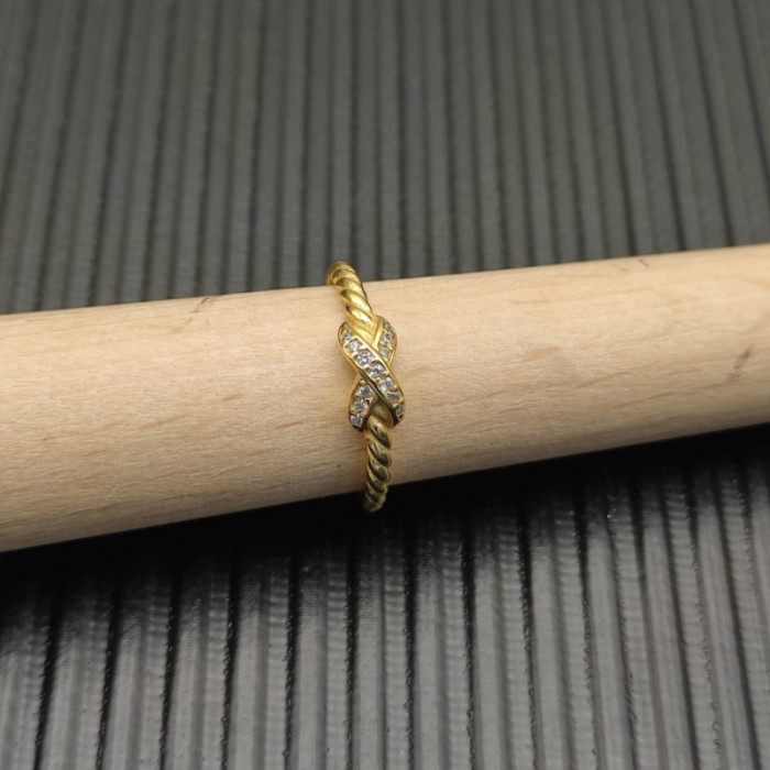David Yurman 2.2mm Gold Cable X Pavé Diamond Ring