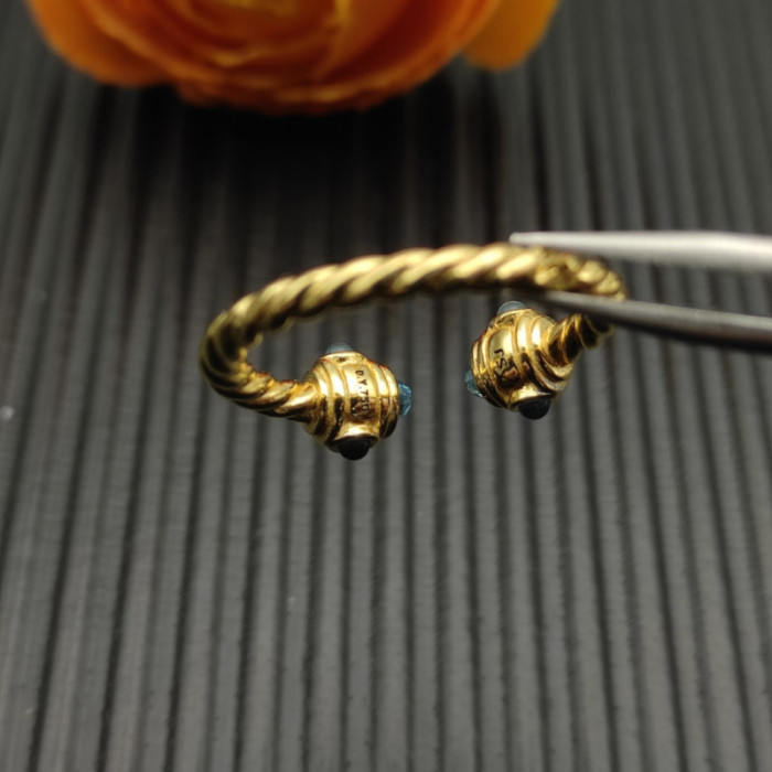 David Yurman 2.3mm Gold Renaissance Blue Diamond Pavé Ring