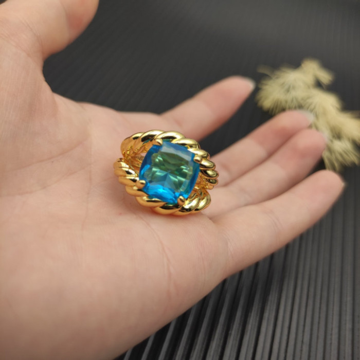 David Yurman 20mm Marbella Blue Diamond Ring