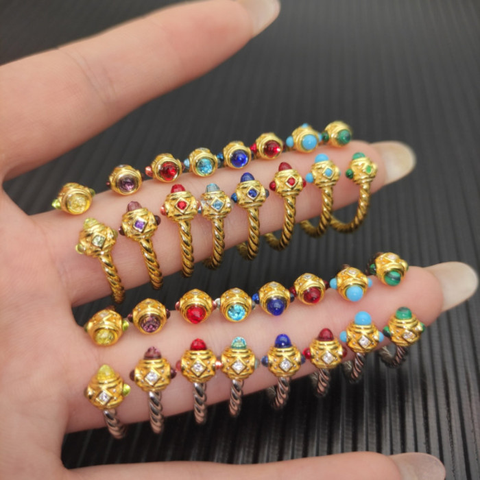 David Yurman 2.3mm Gold and Silver Renaissance Blue Diamond Pavé Ring