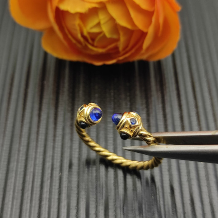 David Yurman 2.3mm Gold Renaissance Blue Chalcedony Pavé Diamond Ring