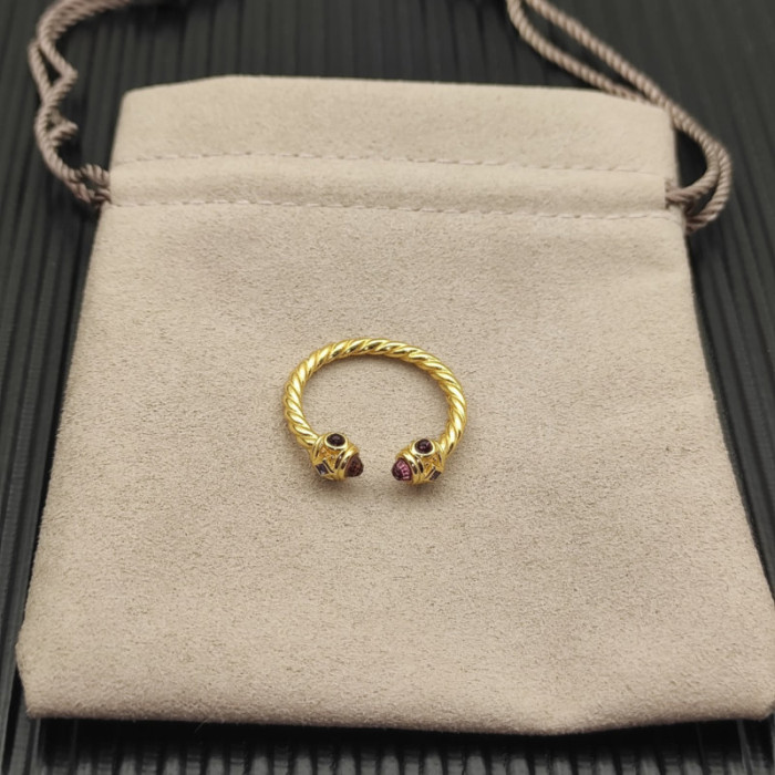 David Yurman 2.3mm Gold Renaissance Pavé Purple Diamond Ring