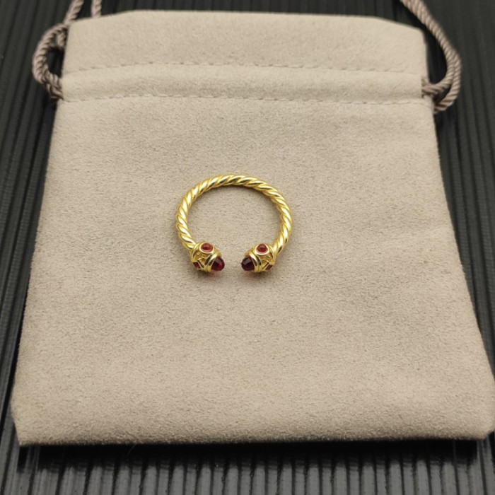 David Yurman 2.3mm Gold Renaissance Red Diamond Pavé Ring