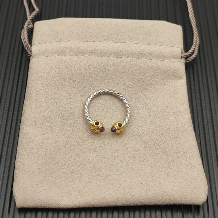 David Yurman 2.3mm Gold and Silver Renaissance Purple Diamond Pavé Ring