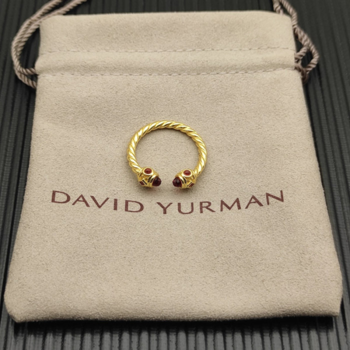 David Yurman 2.3mm Gold Renaissance Red Diamond Pavé Ring